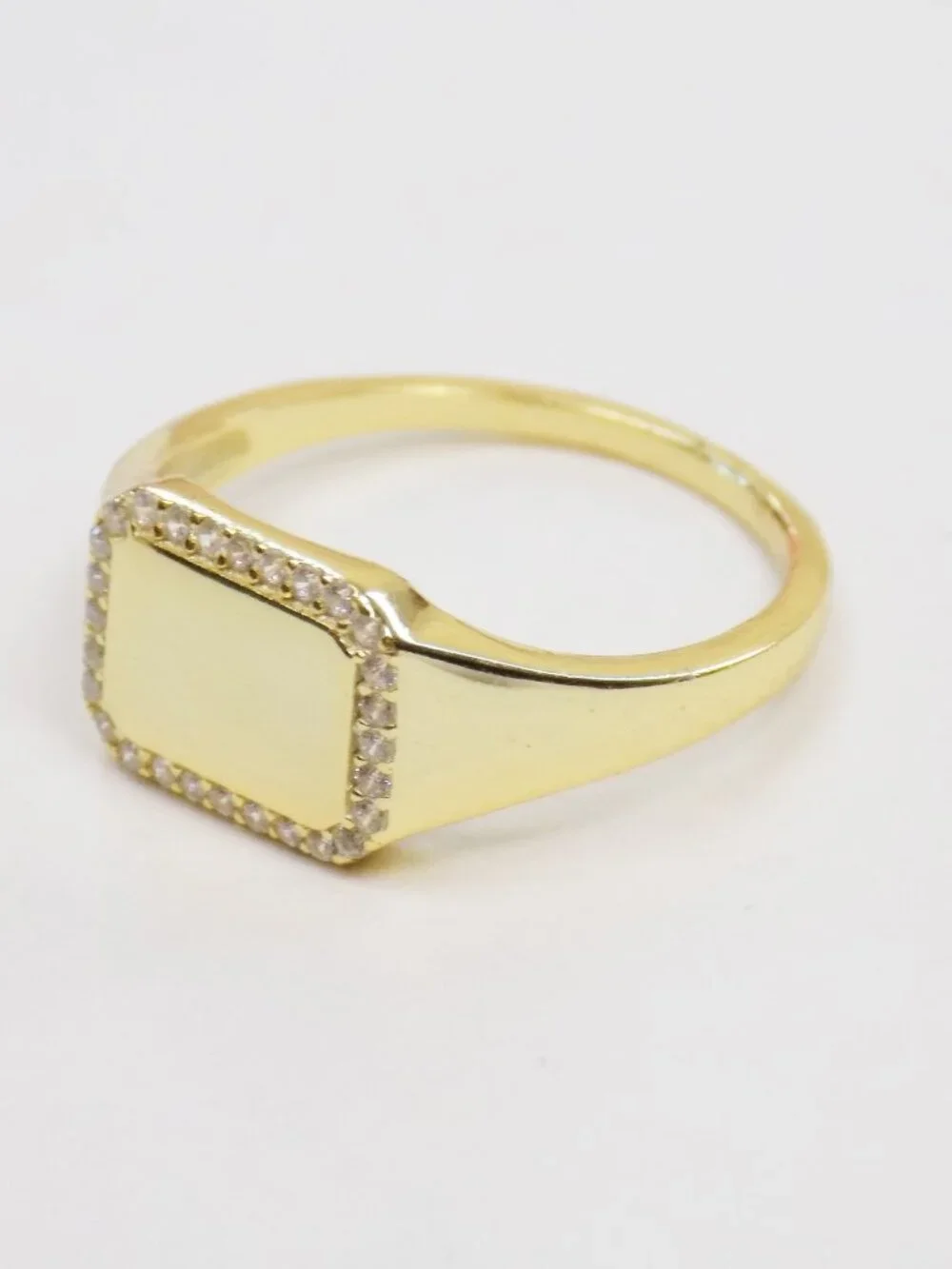 new! sz 8 gold plated over 925 sterling signet ring everyday ring